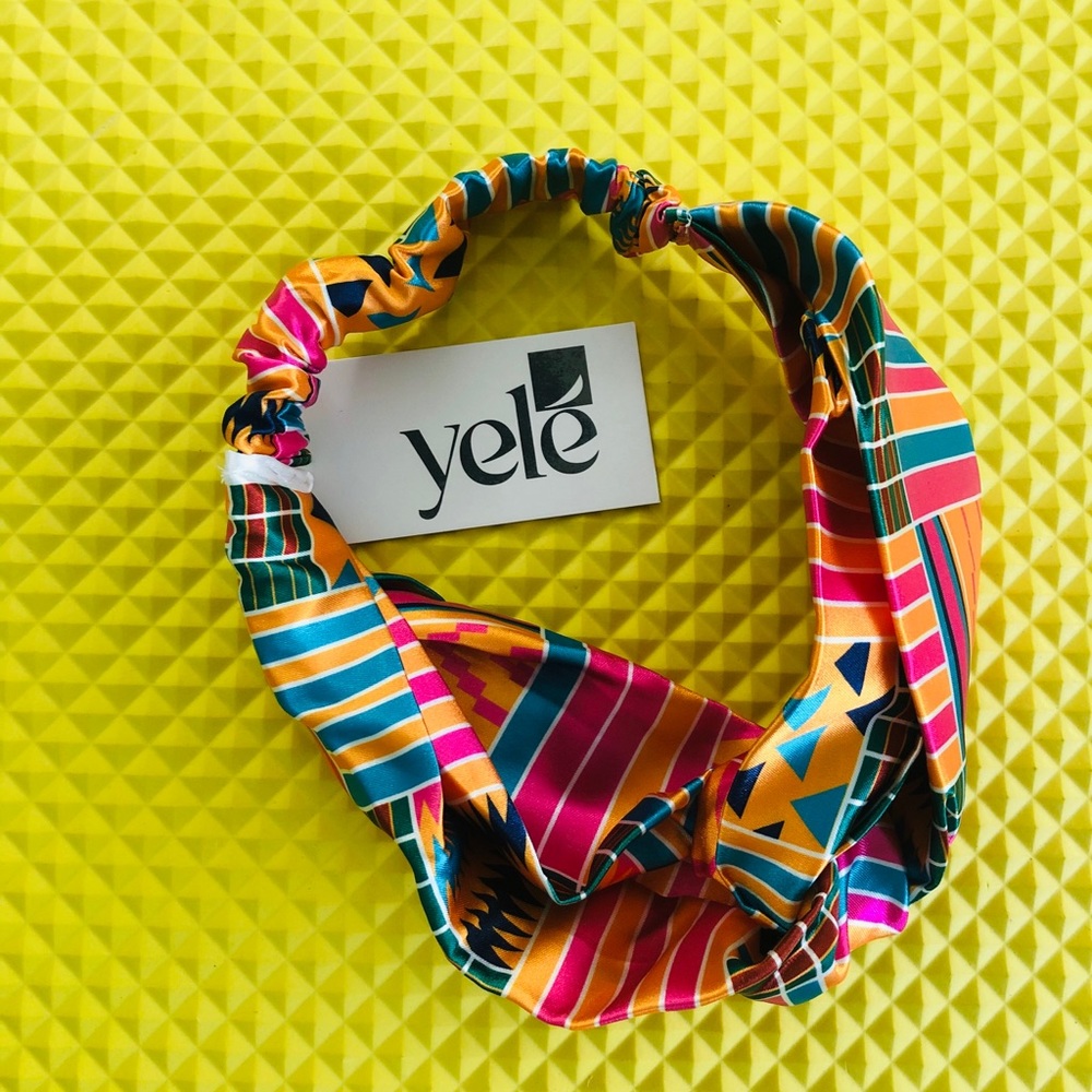 Satin twisted headband with African print